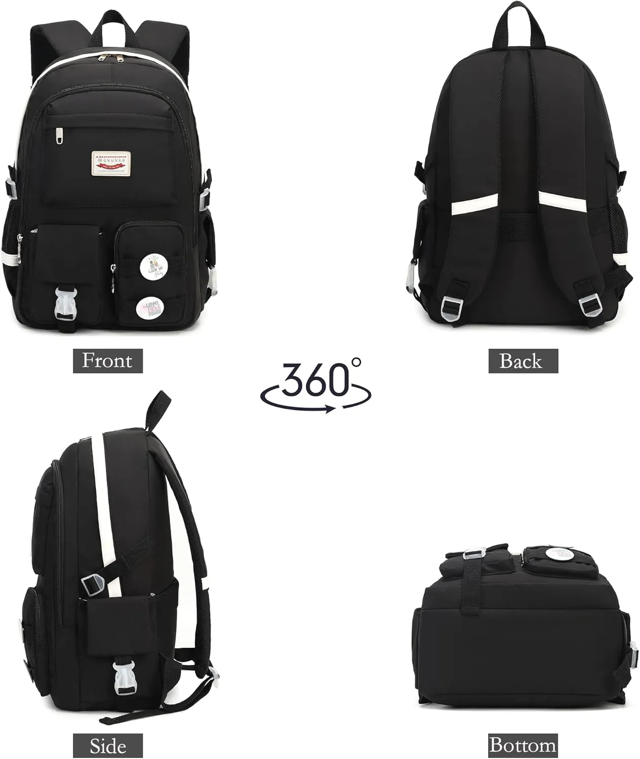 Makukke School Backpacks for Teen Girls - Laptop Backpacks 15.6 Inch College Cute Bookbag Anti Theft Women Casual Daypack,Black
