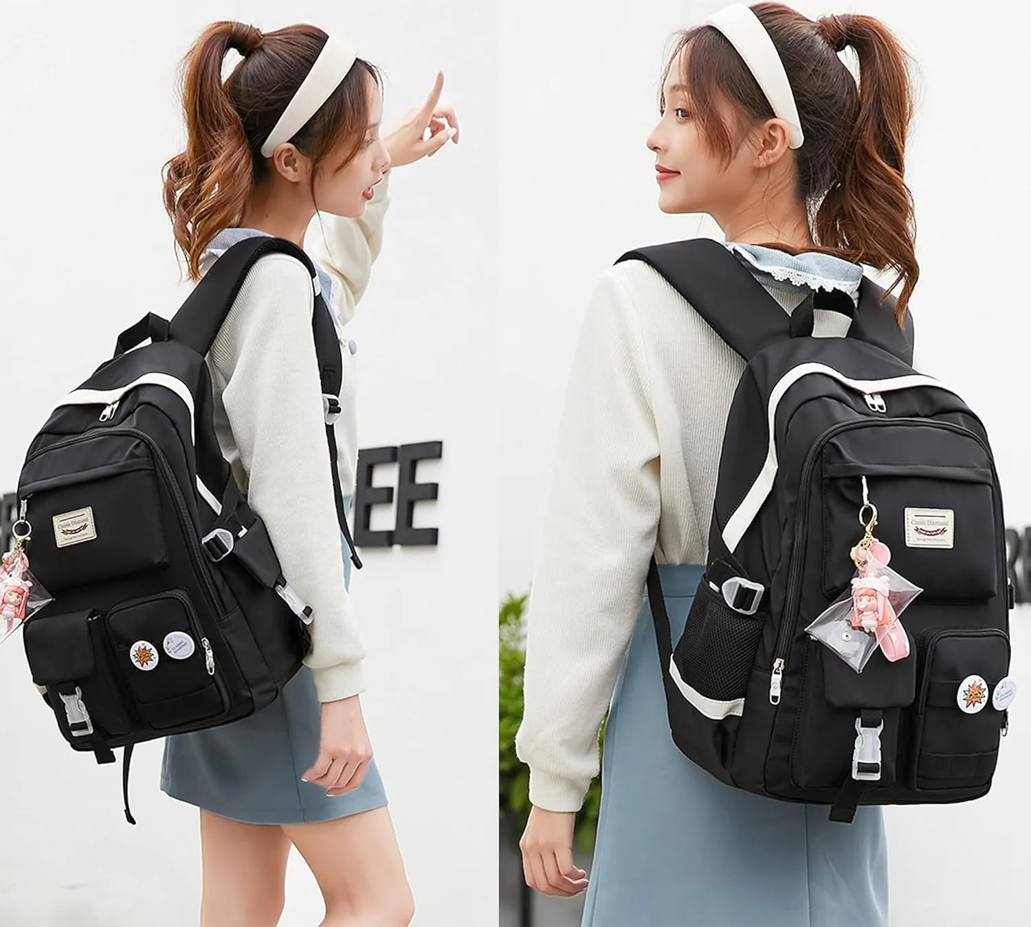 Makukke School Backpacks for Teen Girls - Laptop Backpacks 15.6 Inch College Cute Bookbag Anti Theft Women Casual Daypack,Black