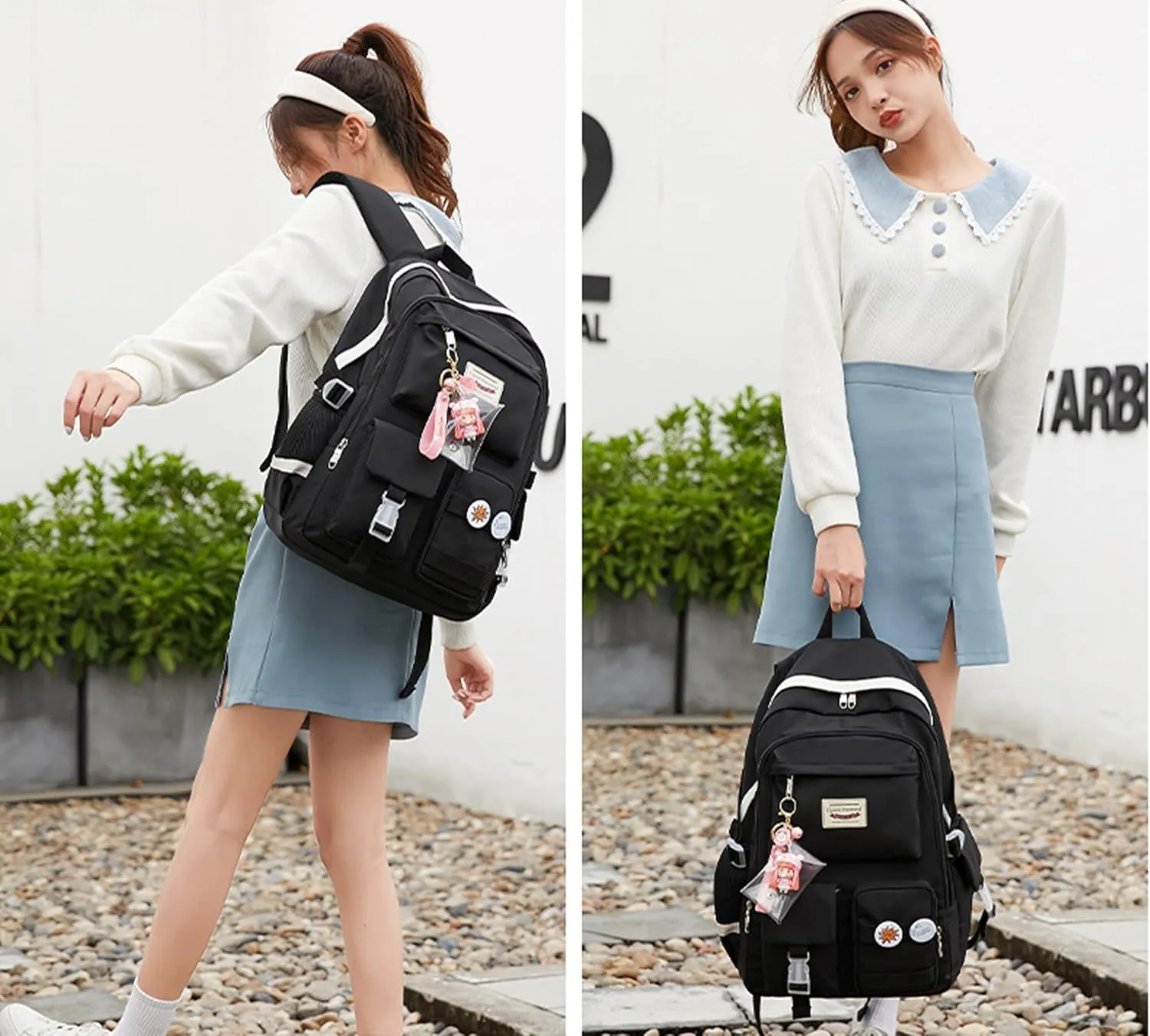 Makukke School Backpacks for Teen Girls - Laptop Backpacks 15.6 Inch College Cute Bookbag Anti Theft Women Casual Daypack,Black