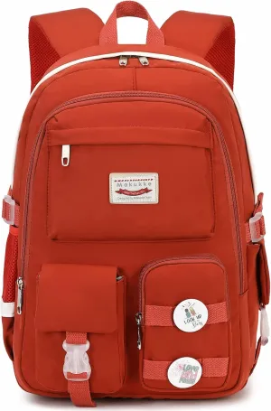 Makukke School Backpacks for Teen Girls - Laptop Backpacks 15.6 Inch College Cute Bookbag Anti Theft Women Casual Daypack,Red