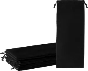 Mandala Crafts 4x10 Black Velvet Drawstring Bags - 50 Long Velvet Drawstring Pouches Bulk for Party and Wedding Favor, Gift Wrapping, and Wine Bottle Packaging