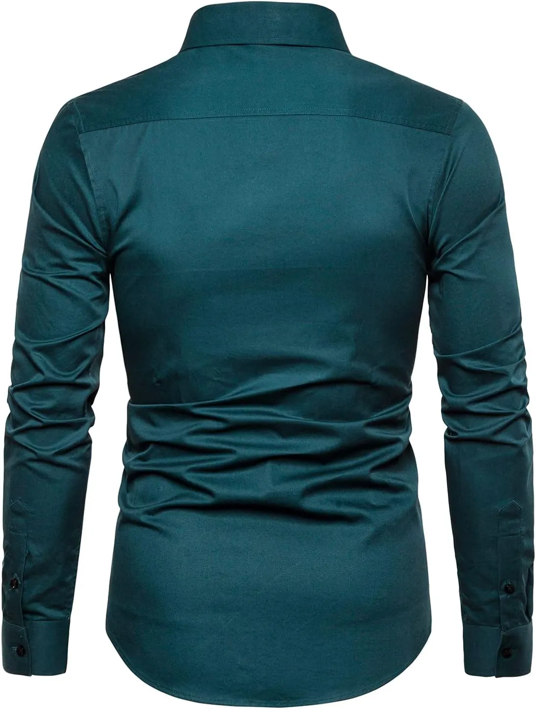 Manwan walk Men's Slim Fit Business Casual Cotton Long Sleeves Solid Button Down Dress Shirts