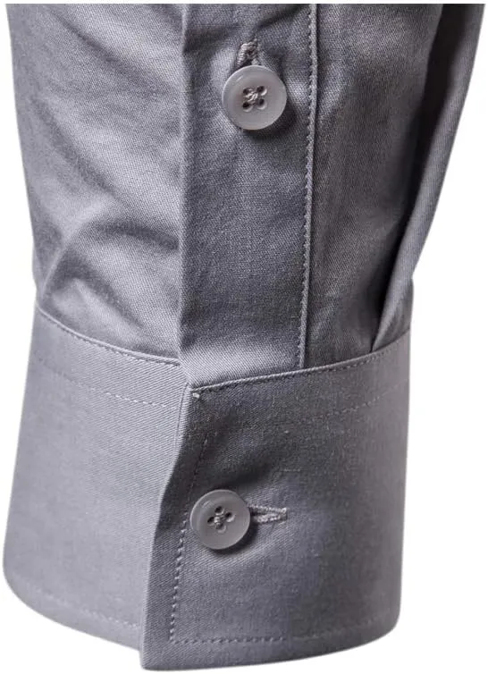 Manwan walk Men's Slim Fit Business Casual Cotton Long Sleeves Solid Button Down Dress Shirts