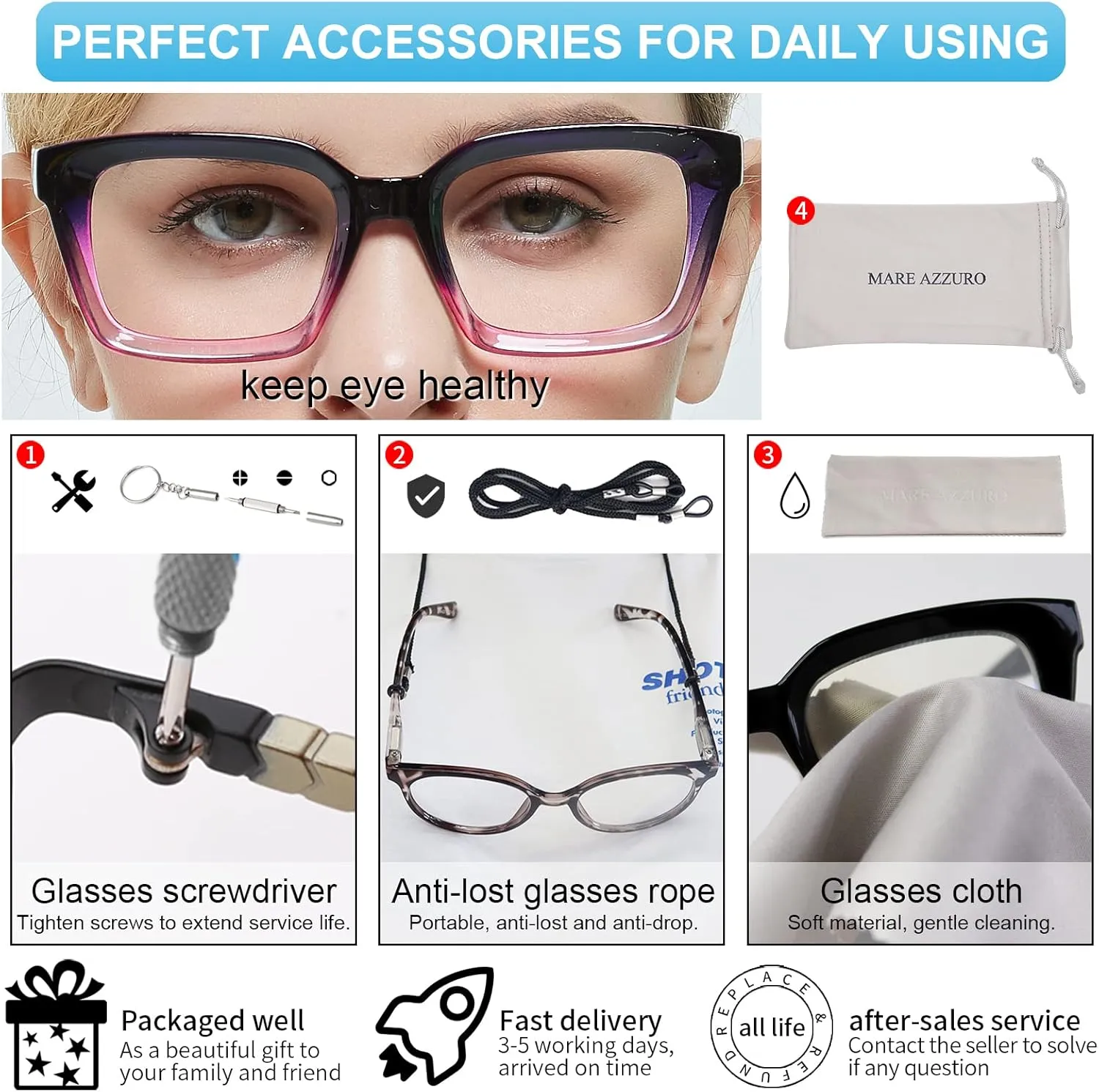 MARE AZZURO No Line Bifocal Reading Glasses Women Oversized Blue Light Blocking Readers 0 1.0 1.5 2.0 2.5 3.0 3.5