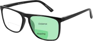 MARE AZZURO Oversized Computer Reading Glasses Men Blue Light Blocking Reader 0 1.0 1.5 2.0 2.5 3.0 3.5 (Black, 0)