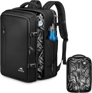 MATEIN Vacuum Seal Backpack Travel, Waterproof Carry on Backpack with Vacuum Compression for Airplanes, TSA Personal Item Travel Bag Fits 17 inch Laptop, Large Airline Approved Luggage Suitcase, Black