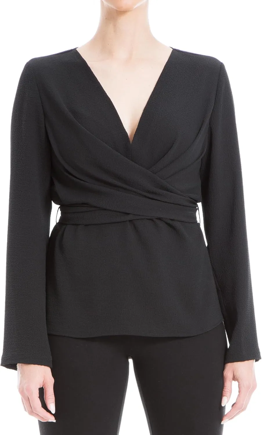 Max Studio Women's Pebbled Satin Cross Body Blouse