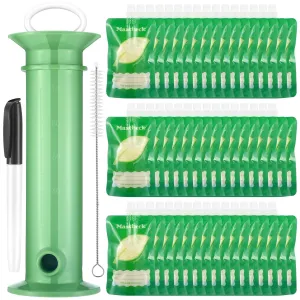 Maxcheck 28 Pcs Refillable Baby Food Pouches Maker Set Include 25 Pcs Portable Fruit Puree Storage Bags, Baby Food Maker, Pen and Brush for Babies Kids Toddlers