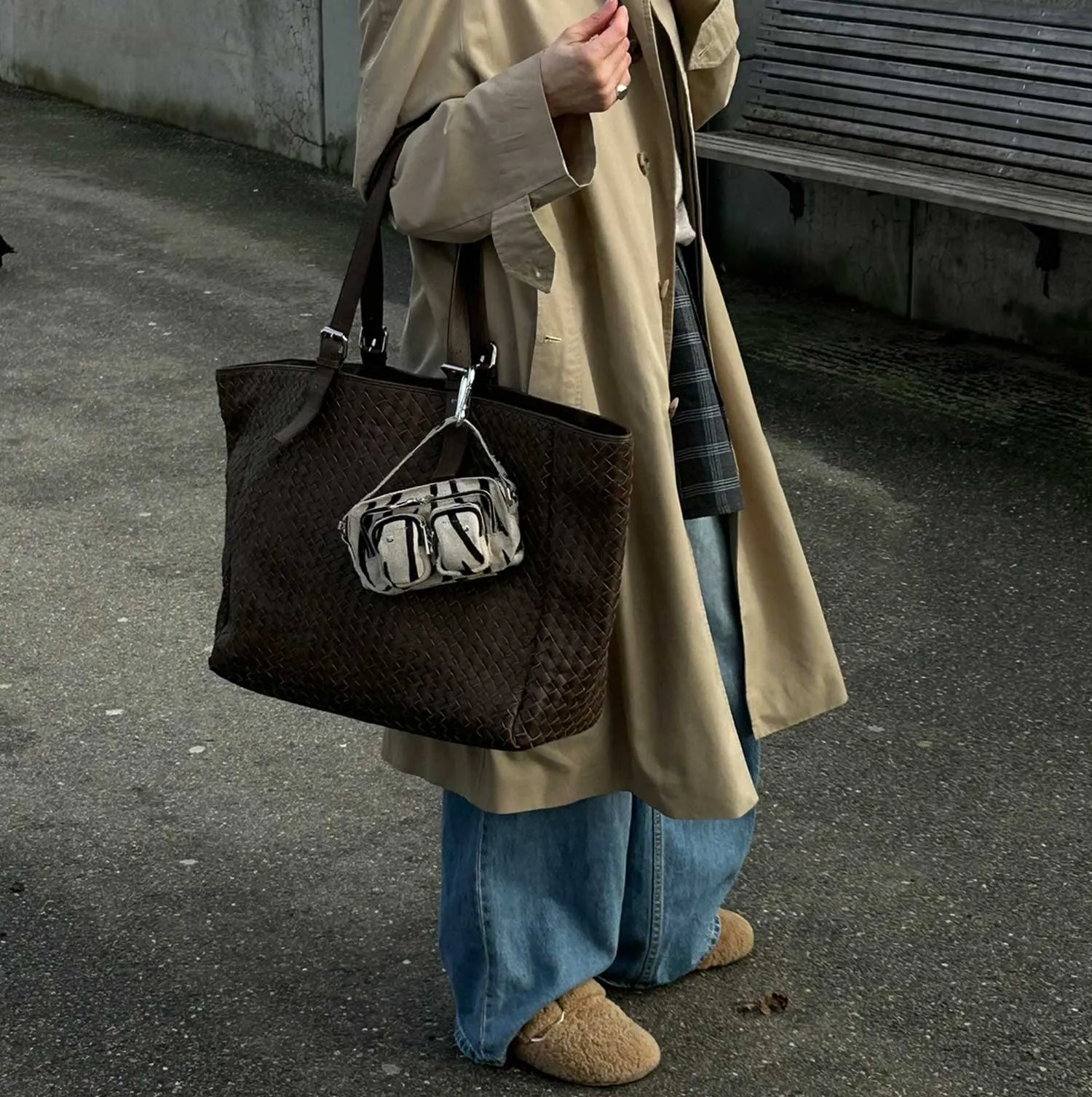 Maxi Shopper Braided Mountain Dark Brown