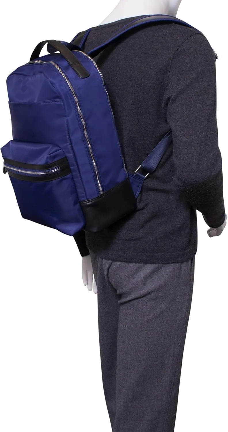 McKlein 15" Nylon Dual Compartment Laptop Backpack- PARKER- Navy