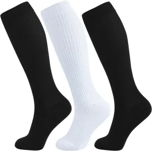  MD Compression Socks for Women Men, Bamboo Viscose,3 Pairs 8-15mmHg Knee High Support Socks for Pregnant Nurses Travel