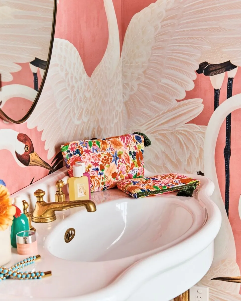 Meandering Meadow Velvet Cosmetic Purse - Kip & Co