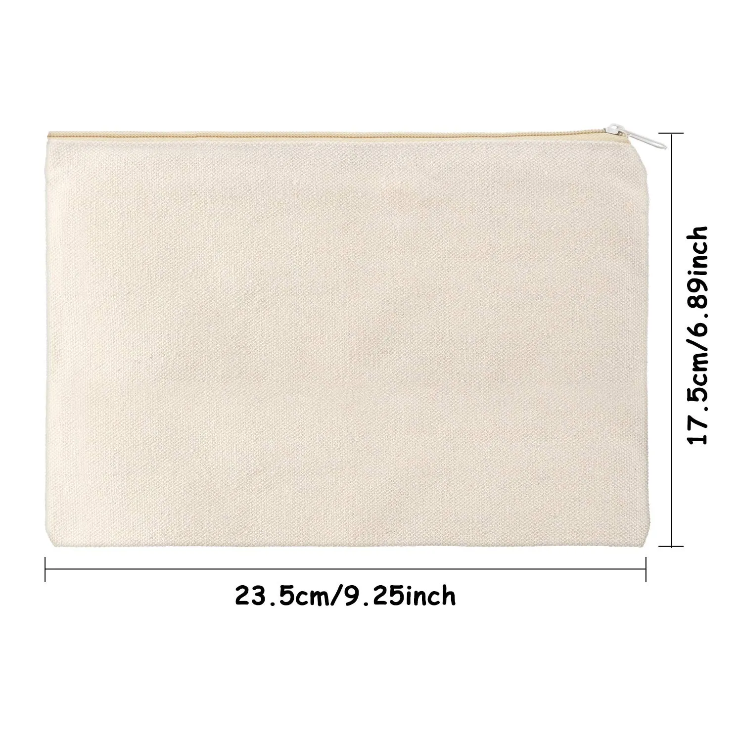 meekoo 16 Pack Canvas Blank Cosmetics Bag Multi-Purpose Zipper Canvas Makeup Pouches Travel Toiletry Pouches Pen Pencil Plain DIY Craft Bag(L,Beige)