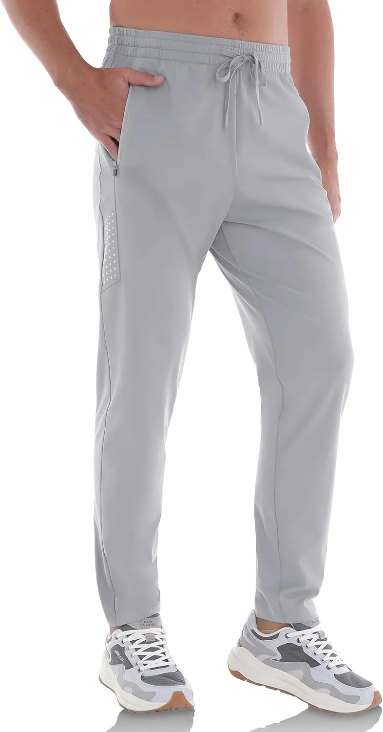Men's Athletic Joggers Pants Workout Jogging Sweatpants Elastic Waist Tapered Stretch Casual Track Pants Zip Pockets