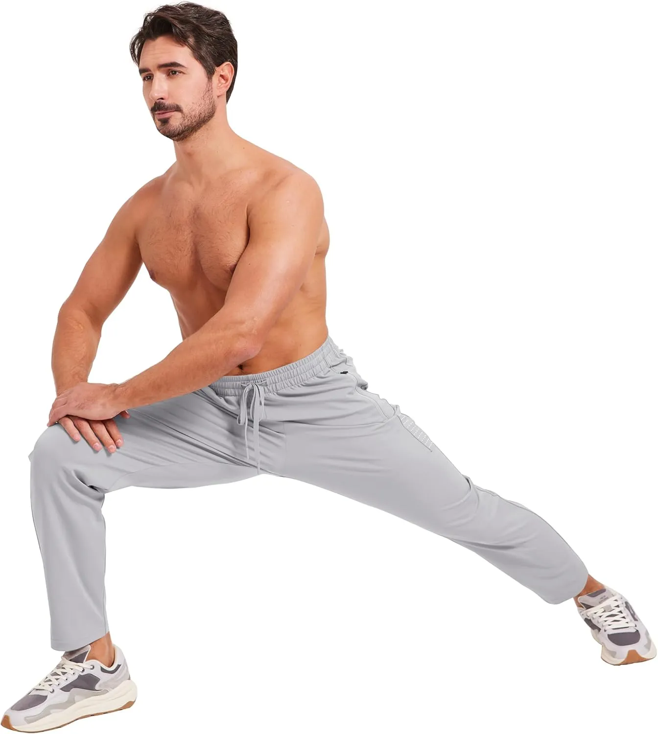 Men's Athletic Joggers Pants Workout Jogging Sweatpants Elastic Waist Tapered Stretch Casual Track Pants Zip Pockets