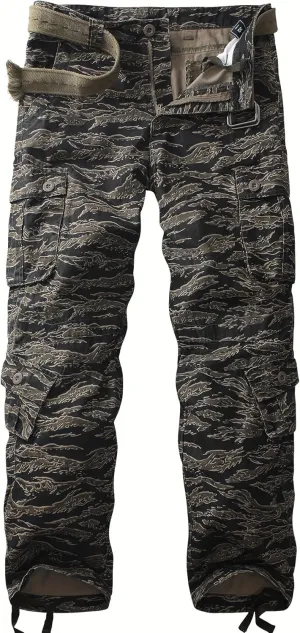 Men's Camo BDU Cargo Tactical Ripstop Casual Lightweight Baggy Combat 100% Cotton Pants with 8 Pockets(No Belt)