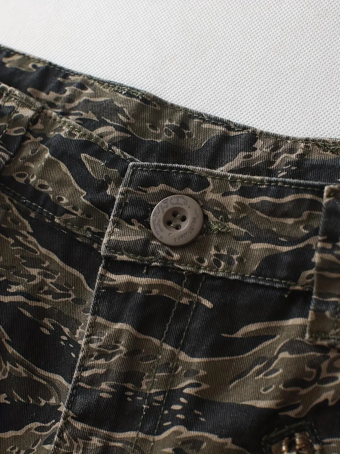 Men's Camo BDU Cargo Tactical Ripstop Casual Lightweight Baggy Combat 100% Cotton Pants with 8 Pockets(No Belt)