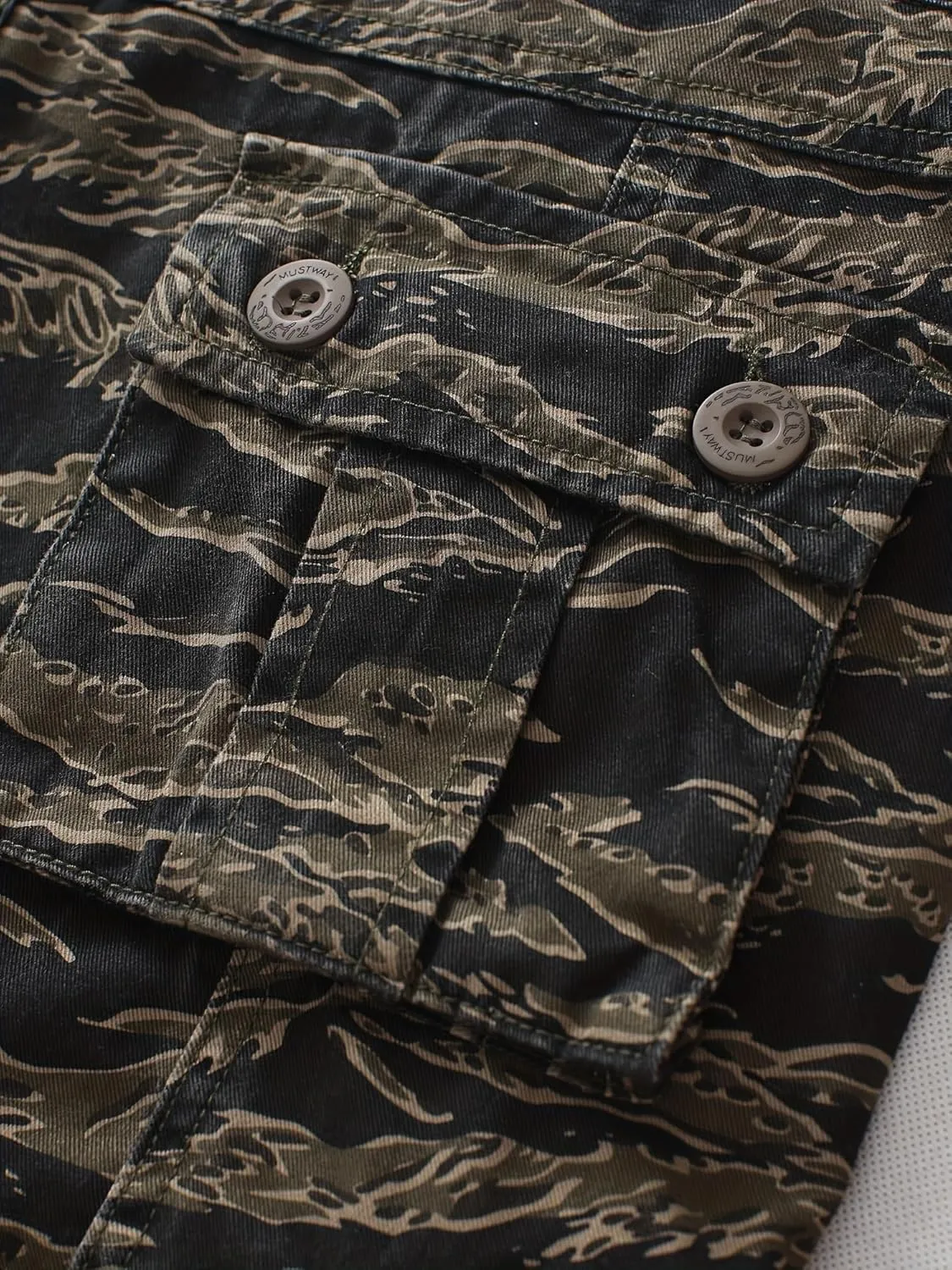 Men's Camo BDU Cargo Tactical Ripstop Casual Lightweight Baggy Combat 100% Cotton Pants with 8 Pockets(No Belt)