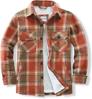 Men's Cotton Flannel Shirt Jacket Fleece Lined Long Sleeve Plaid Shirt for Men