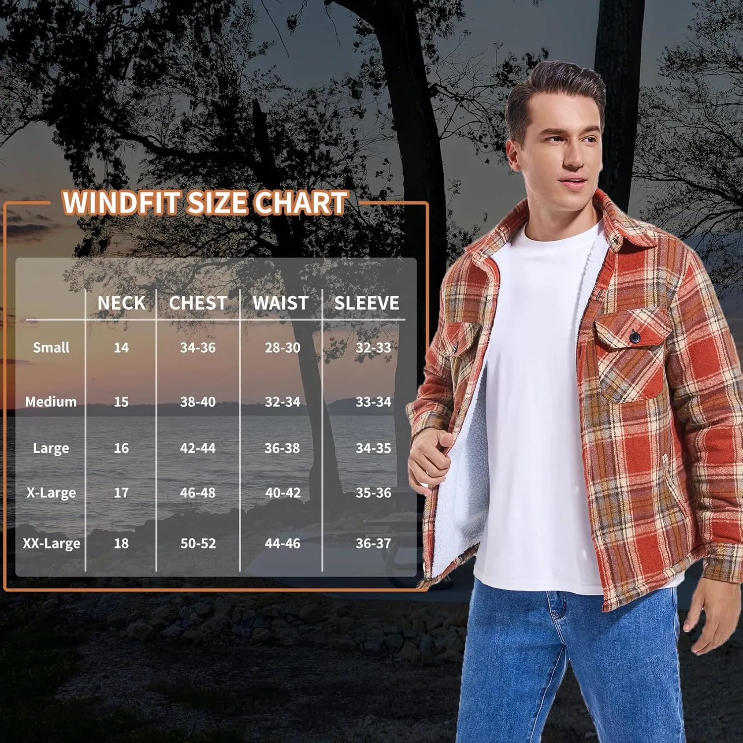 Men's Cotton Flannel Shirt Jacket Fleece Lined Long Sleeve Plaid Shirt for Men