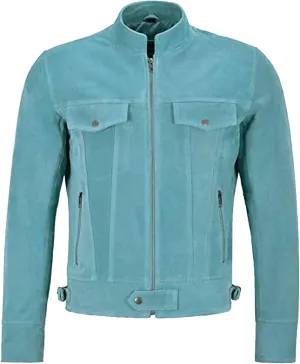 Men's Genuine Suede Trucker Classic Western Motorcycle Leather Jacket