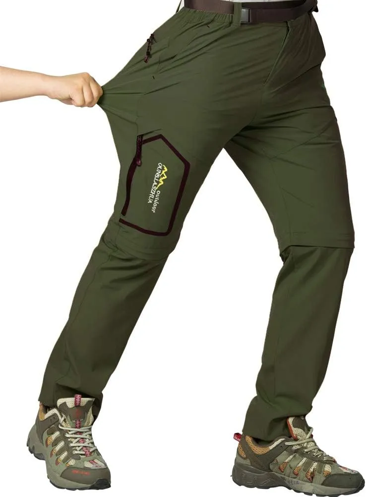 Mens Hiking Pants Convertible Quick Dry Zip Off Fishing Travel Safari Pants
