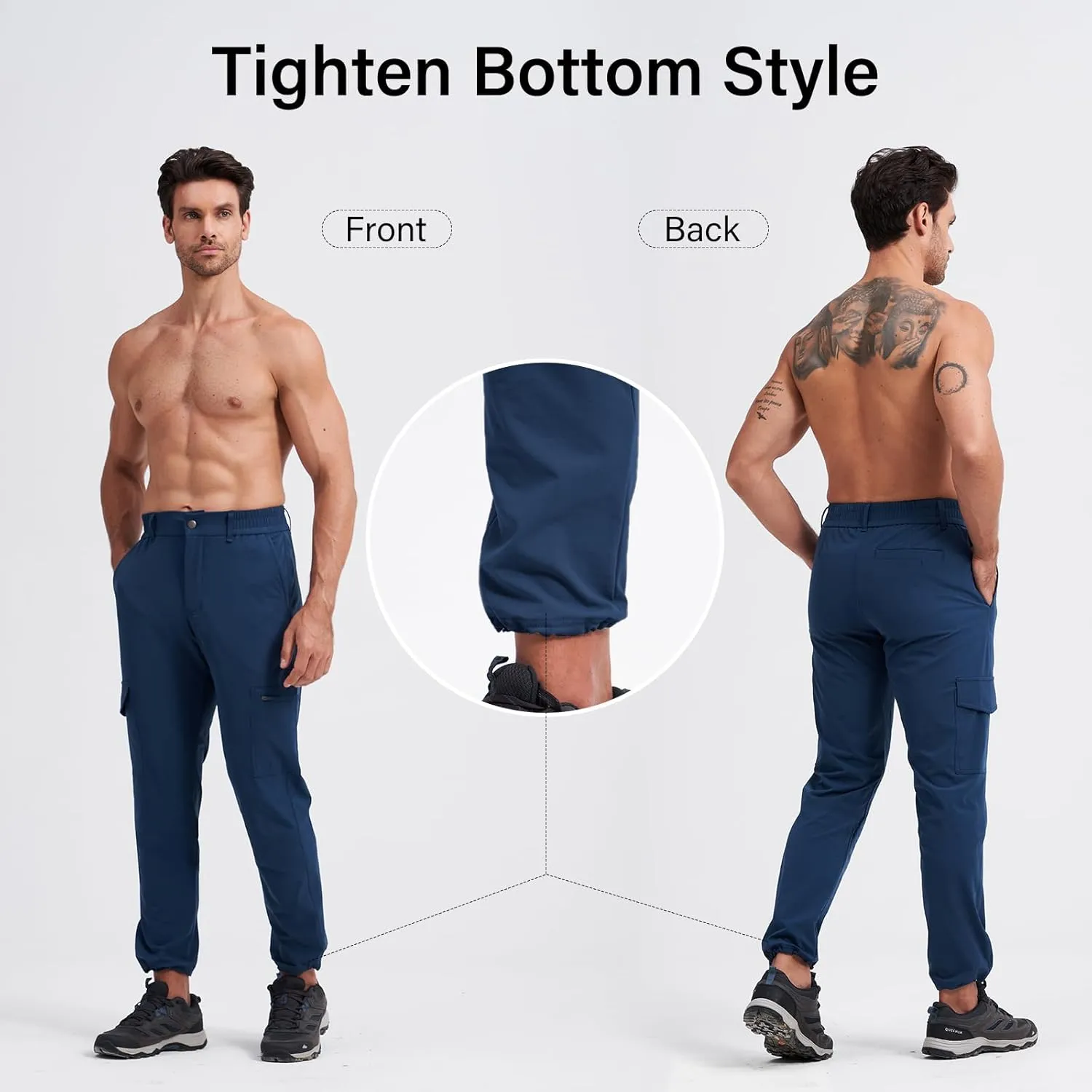 Mens Lightweight Hiking Pants Quick Dry Travel Cargo Pants UPF 50  Outdoor Stretch Trousers with 5 Utility Pockets