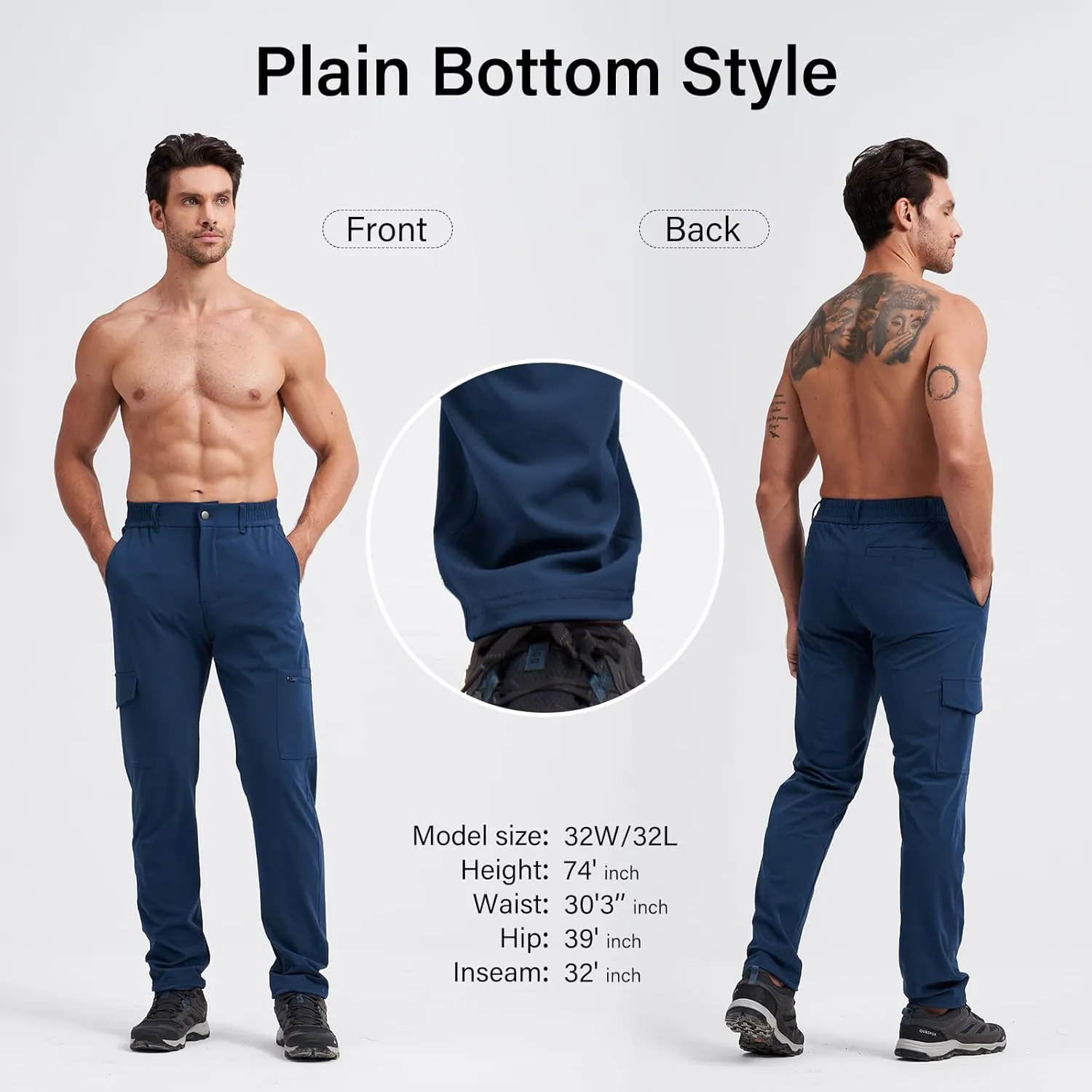 Mens Lightweight Hiking Pants Quick Dry Travel Cargo Pants UPF 50  Outdoor Stretch Trousers with 5 Utility Pockets
