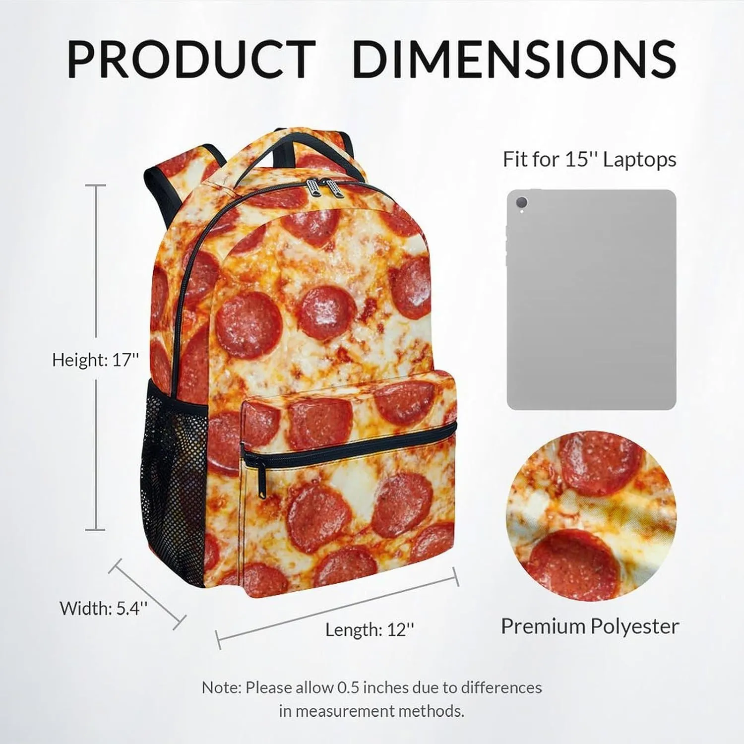 Mercuryelf Kid Backpack for Boys - 17 Inch School Backpack with Large Capacity, Lightweight - Durable Pizza Bookbag for School, Travel and Camp
