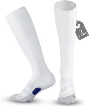 Merino Wool Compression Socks for Women Men 2 Pairs 20-30mmhg Wide Calf Plus Size Cushion Arch Support Nurse Pregnant
