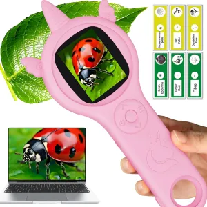 Microscope for Kids - Mini Digital Microscope for Kids Educational Science Toys, Christmas Birthday Gifts for Age 3 4 5 6 7 8 10 Girls&Boys (Pink)