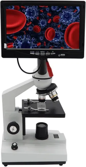 Microscope LCD Biological Microscope 1600x 2500x Animal Egg Observation Artificial Insemination for School Laboratory Home Education,7inch 1600x