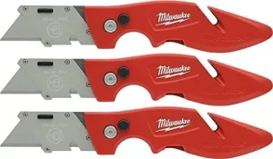 Milwaukee 48-22-1901F Fastback Utility Knife with Wire Stripping Compartment, and Gut Hook (3 Pack of 48-22-1901)