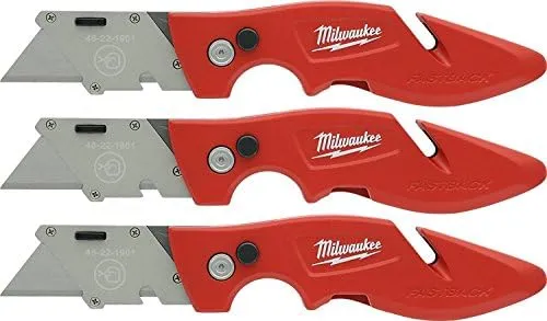 Milwaukee 48-22-1901F Fastback Utility Knife with Wire Stripping Compartment, and Gut Hook (3 Pack of 48-22-1901)