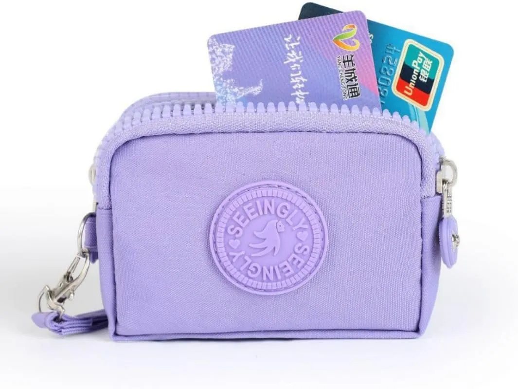 Mini Cash Wallet Triple Capacity Change Pouch Little Travel Wallet Triple Zip Around Wallet (Grey)