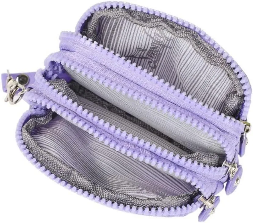 Mini Cash Wallet Triple Capacity Change Pouch Little Travel Wallet Triple Zip Around Wallet (Grey)