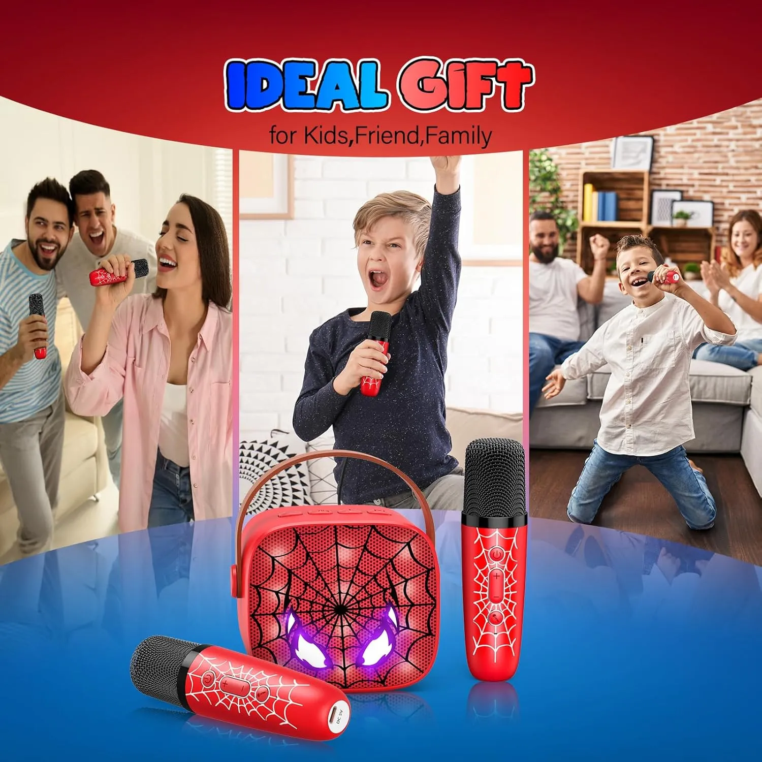 Mini Karaoke Machine Toys Gifts: Kids Toys Birthday Gifts for 4 5 6 7 8 9 Years Old Girl Boy LED Portable Bluetooth Speaker with 2 Wireless Microphone Girl Boy Kid Adult Gift Age 3-12 