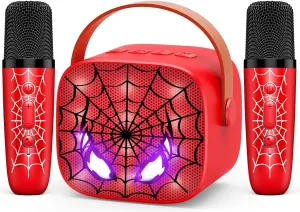 Mini Karaoke Machine Toys Gifts: Kids Toys Birthday Gifts for 4 5 6 7 8 9 Years Old Girl Boy LED Portable Bluetooth Speaker with 2 Wireless Microphone Girl Boy Kid Adult Gift Age 3-12 