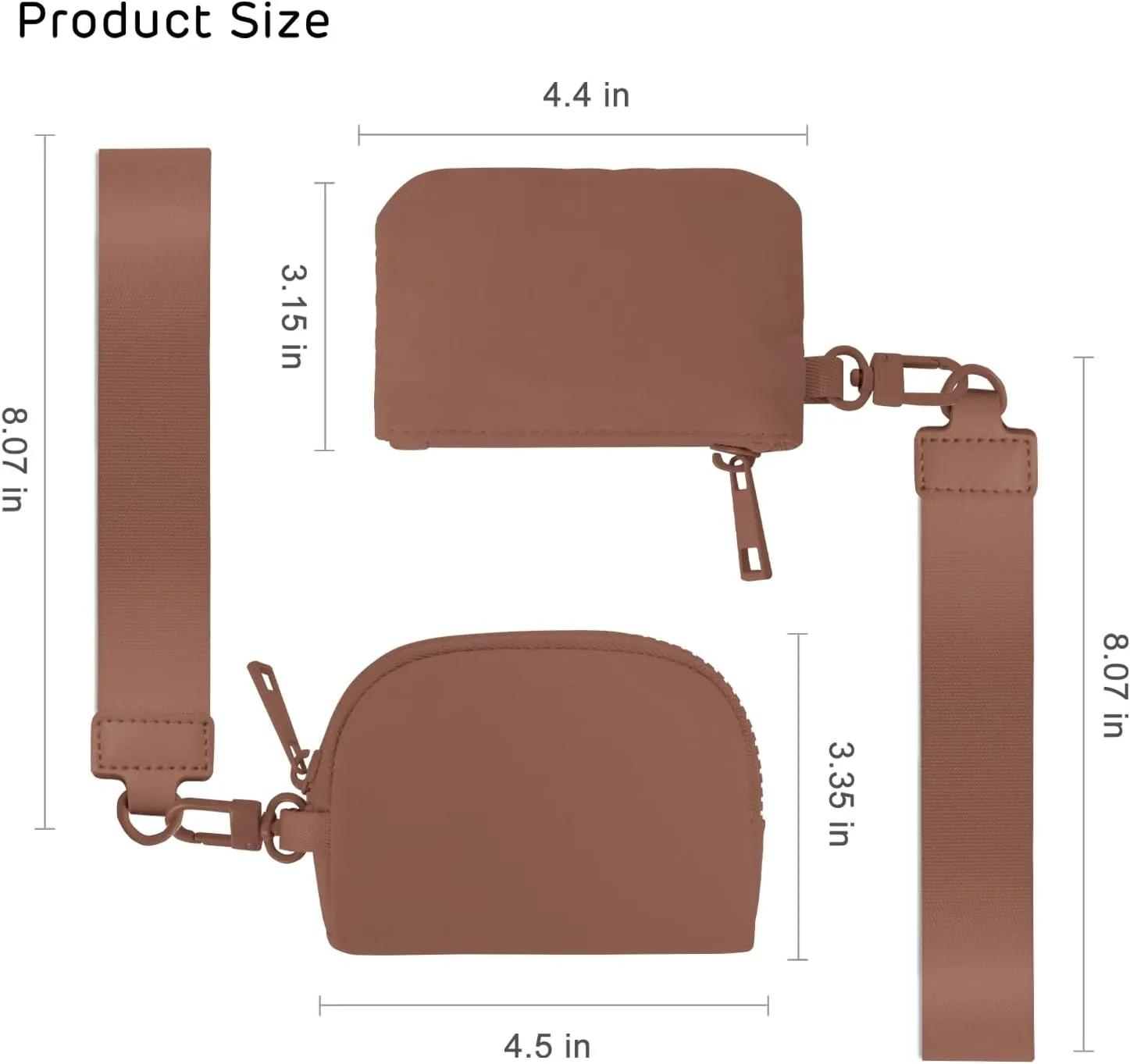 Mini Zip Around Wristlet Wallets for Women Small Portable Coin Purse Dual Pouch Keychain Wristlet Gifts for Women Travel Sports Outdoors (Brown)