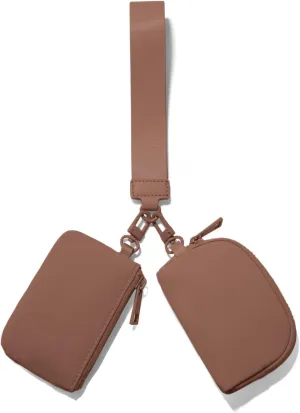 Mini Zip Around Wristlet Wallets for Women Small Portable Coin Purse Dual Pouch Keychain Wristlet Gifts for Women Travel Sports Outdoors (Brown)