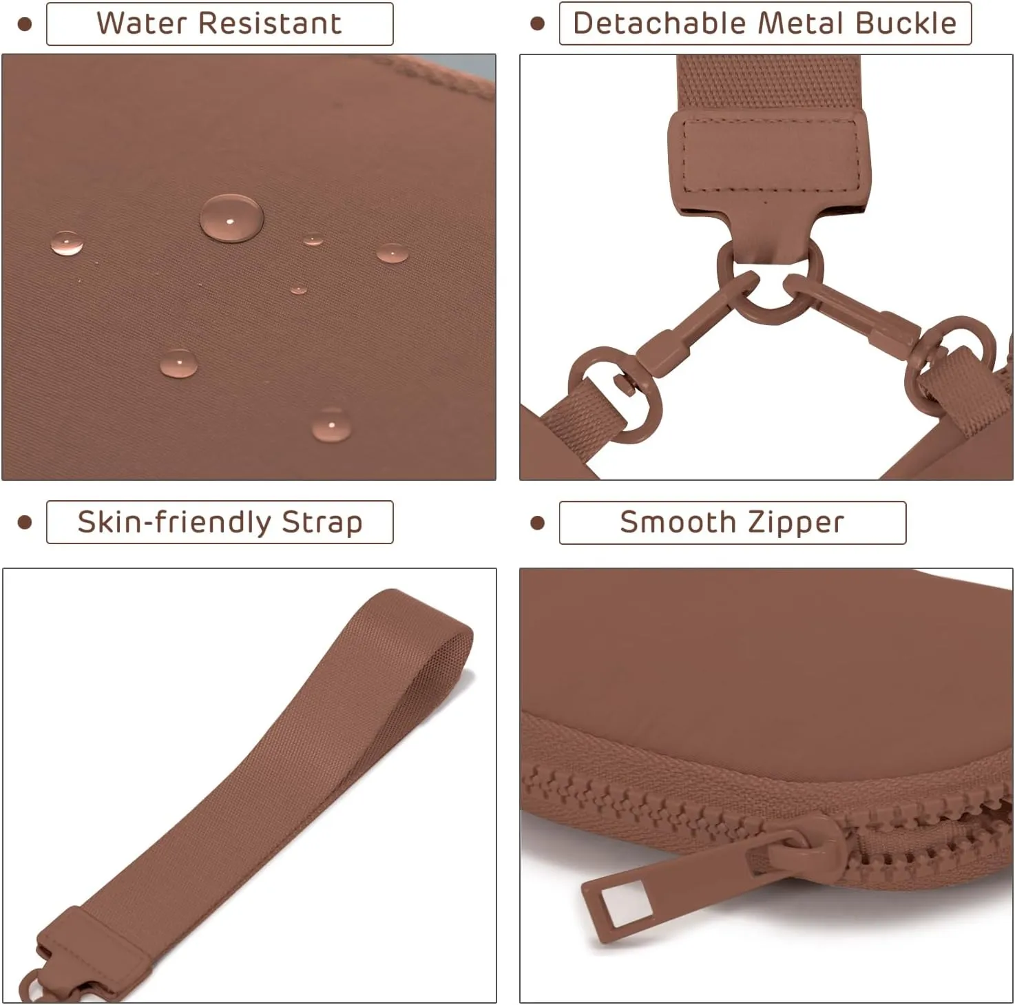Mini Zip Around Wristlet Wallets for Women Small Portable Coin Purse Dual Pouch Keychain Wristlet Gifts for Women Travel Sports Outdoors (Brown)