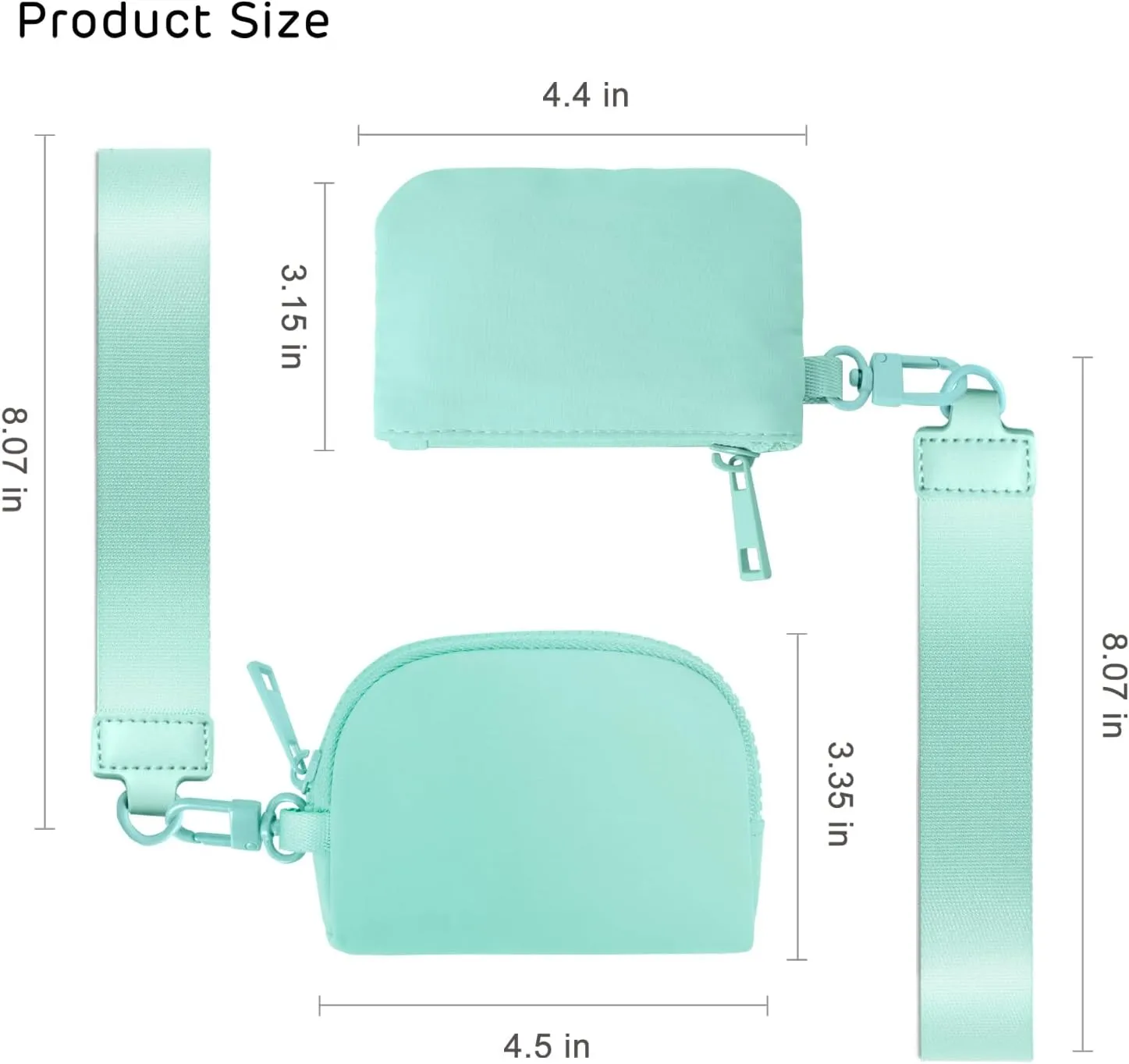 Mini Zip Around Wristlet Wallets for Women Small Portable Coin Purse Dual Pouch Keychain Wristlet Gifts for Women Travel Sports Outdoors (Light Green)