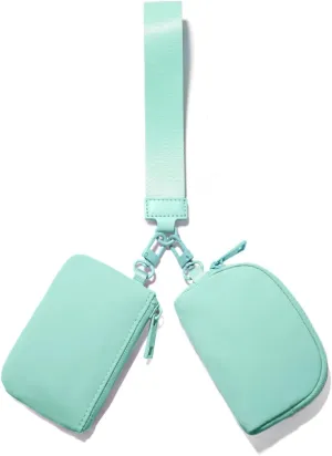 Mini Zip Around Wristlet Wallets for Women Small Portable Coin Purse Dual Pouch Keychain Wristlet Gifts for Women Travel Sports Outdoors (Light Green)