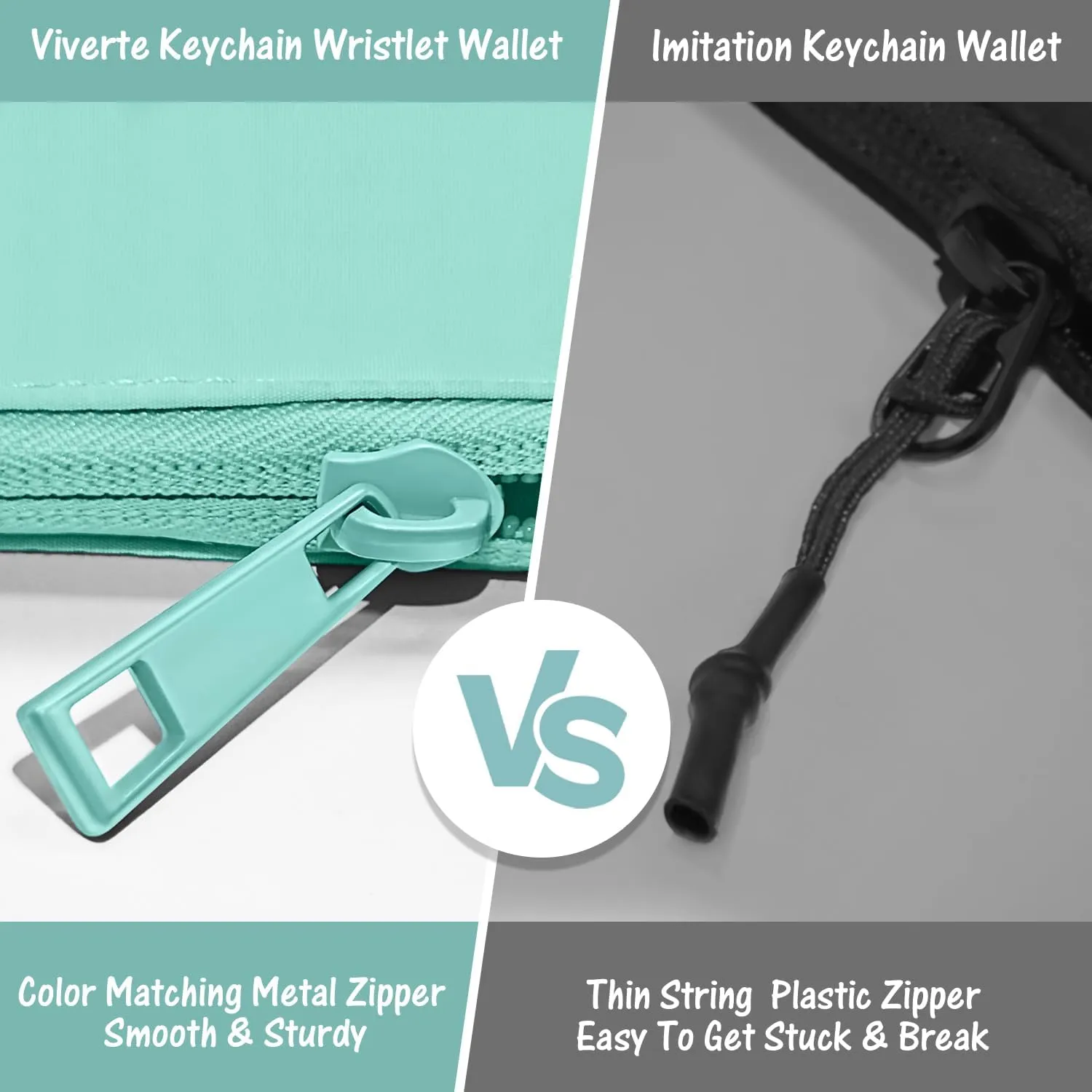 Mini Zip Around Wristlet Wallets for Women Small Portable Coin Purse Dual Pouch Keychain Wristlet Gifts for Women Travel Sports Outdoors (Light Green)