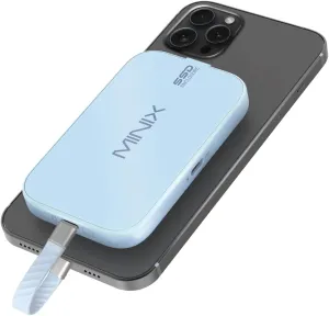 MINIX Magnetic M.2 2230 NVMe SSD Encosure Supports iPhone 15/16 Pro Max ProRes, Type C USB 2.0 Audio Port, Compatible with iPad Pro, MacBook, Laptop，PD 60W Max, External SSD Case