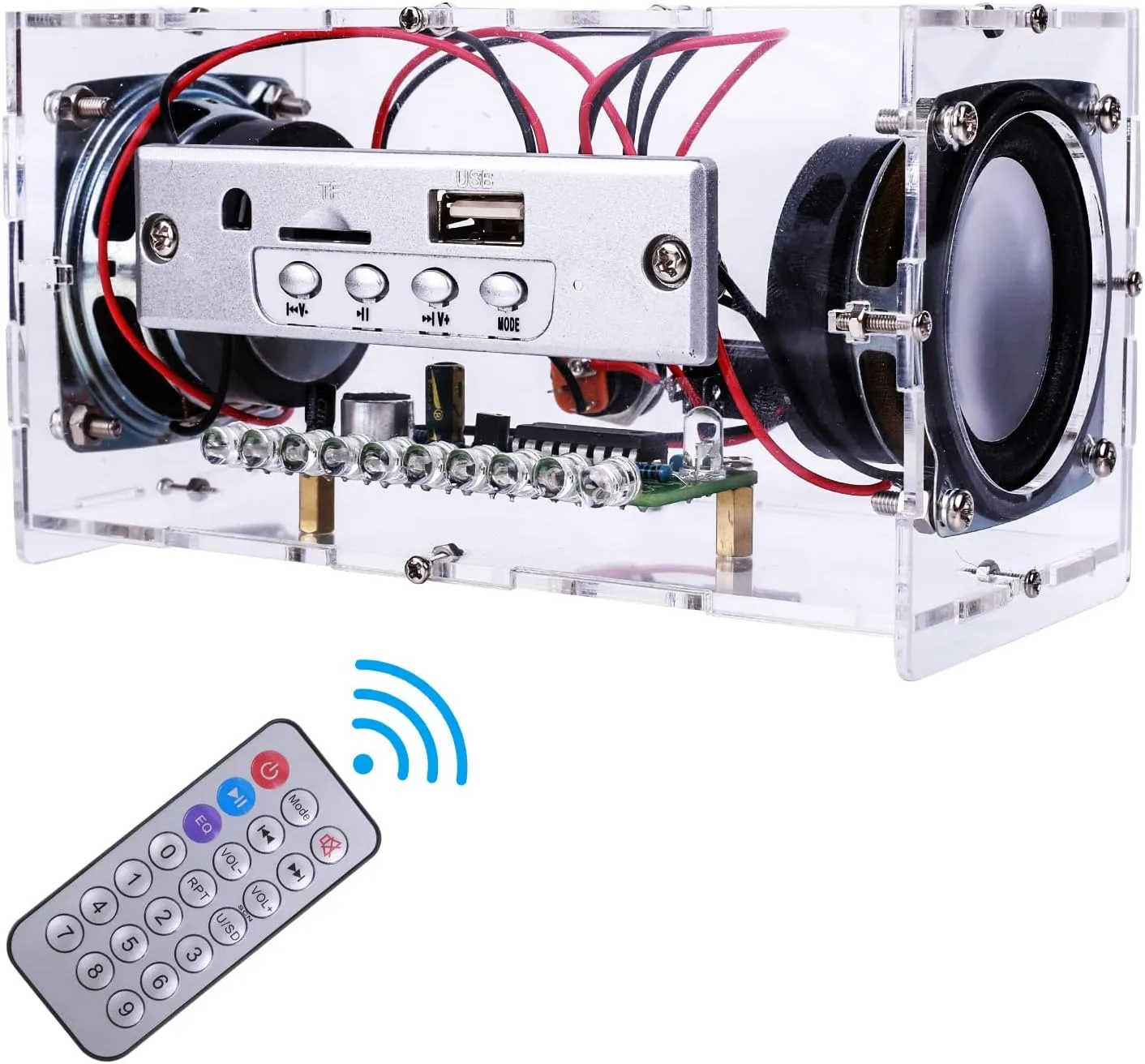 MiOYOOW DIY Bluetooth-Compatible Speaker Kit, Mini Stereo Sound Amplifier Soldering Projects with LED Flashing Light, Electronic Soldering Practice Kit for School STEM Education and Home Office Use
