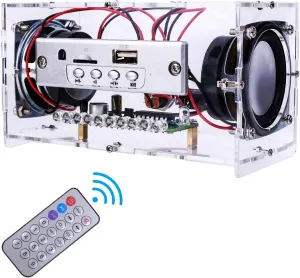 MiOYOOW DIY Bluetooth-Compatible Speaker Kit, Mini Stereo Sound Amplifier Soldering Projects with LED Flashing Light, Electronic Soldering Practice Kit for School STEM Education and Home Office Use