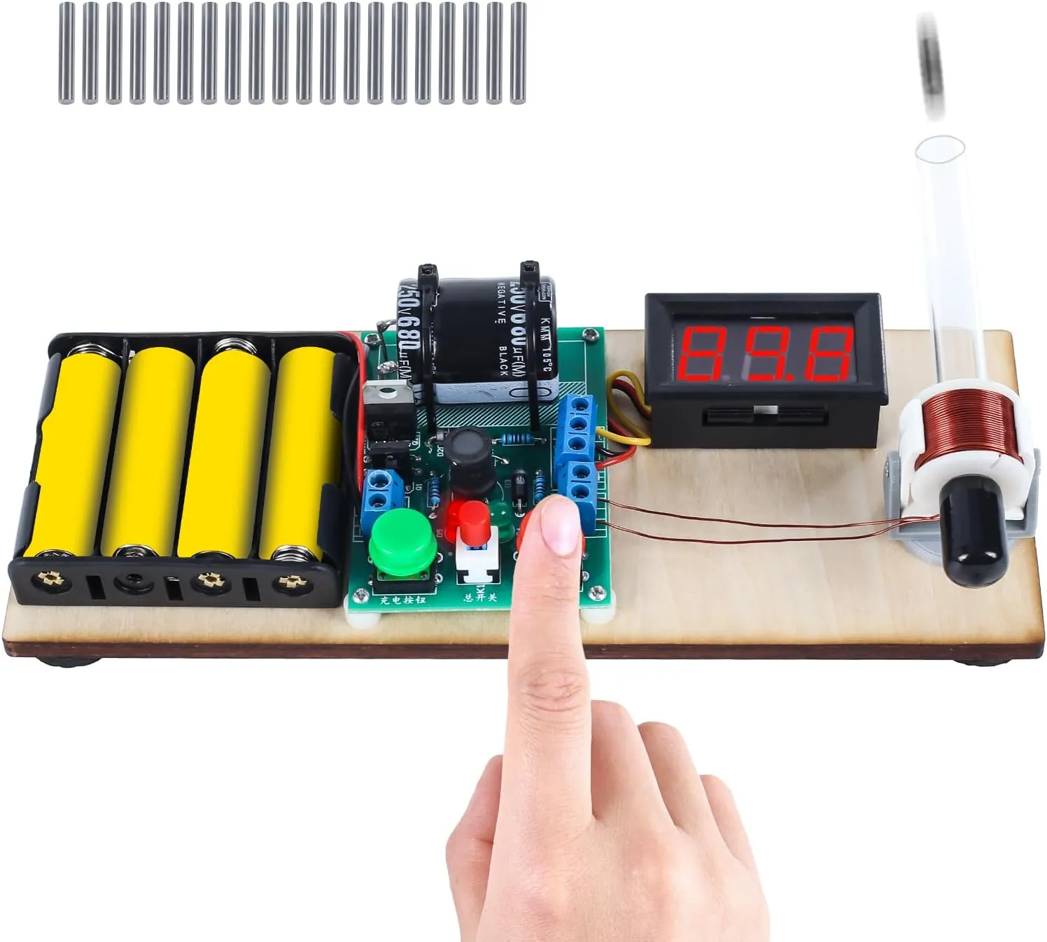 MiOYOOW Soldering Practice Kit, DIY Electric Magnetic Transmitter Kit with Adjustable Voltage and Turret Angle, School Soldering Learning Project Mini Shooting Game Toy for 15  Years Old Boys Girls