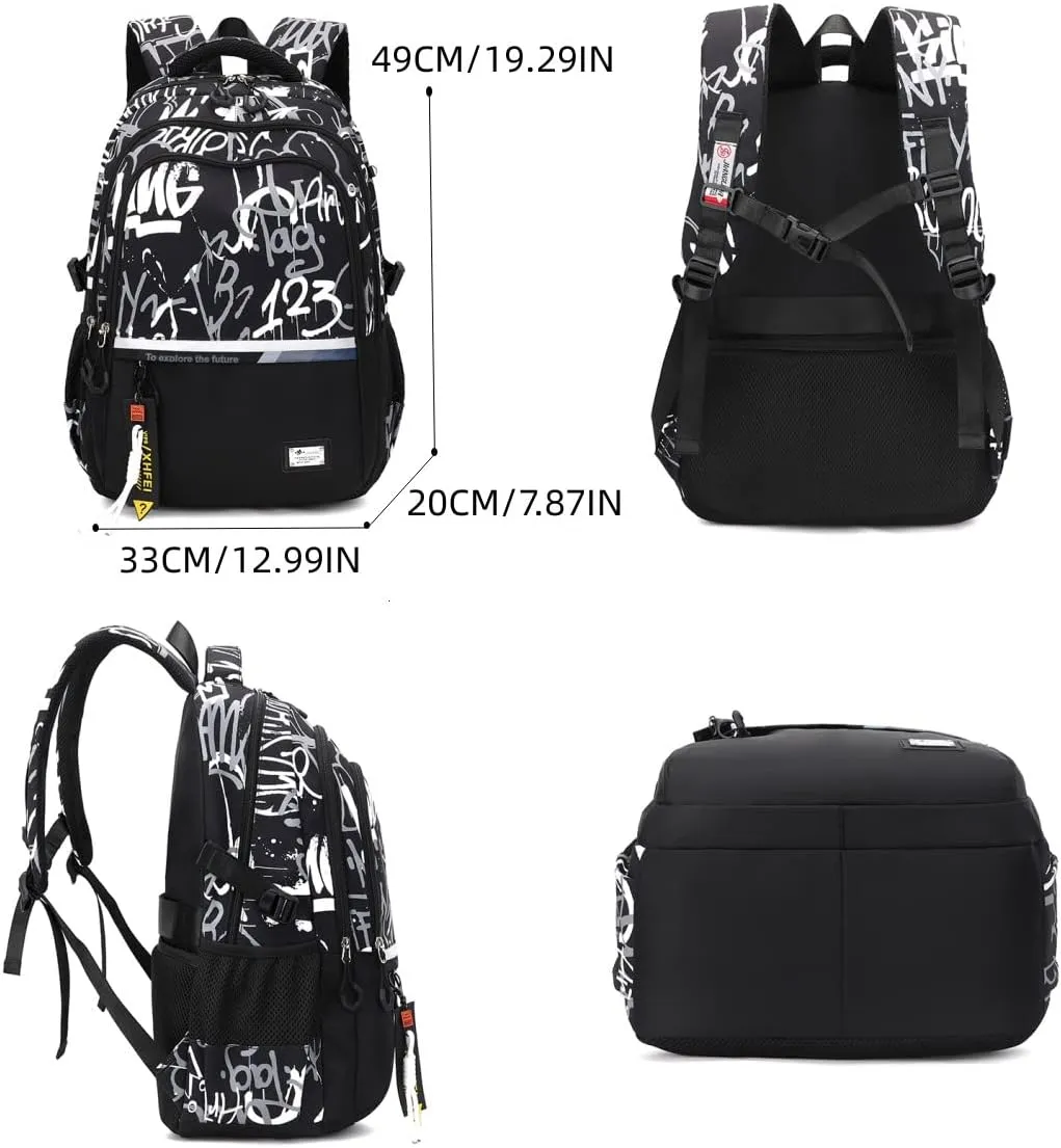MITOWERMI Boys Backpack for Kids Letters School Bags for Elementary Primary Student Bookbags Middle Backpacks Teen Casual Travel Back Pack