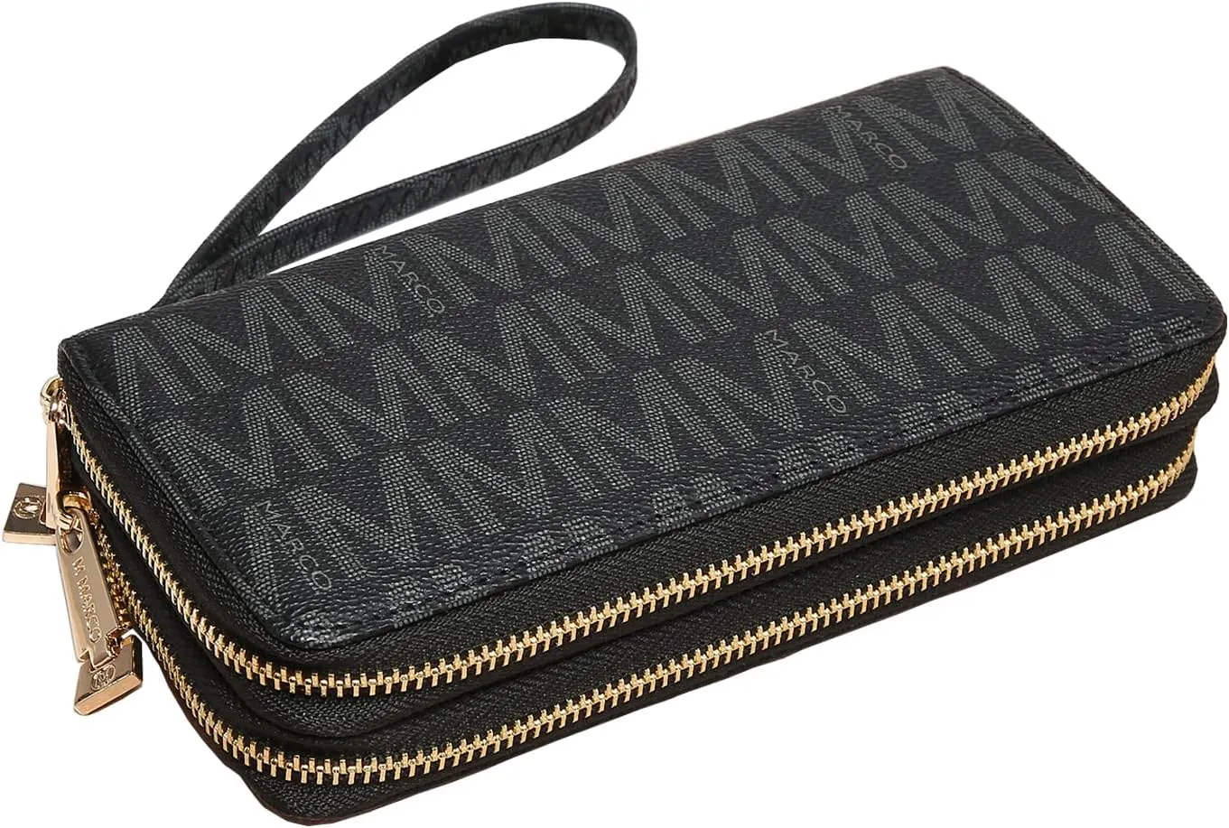 MKP COLLECTION Womens Fashion Double Zip Around Wallet Long Purse Credit Card Holder Bifold Ladies Cluth Wristlet Wrist Strap